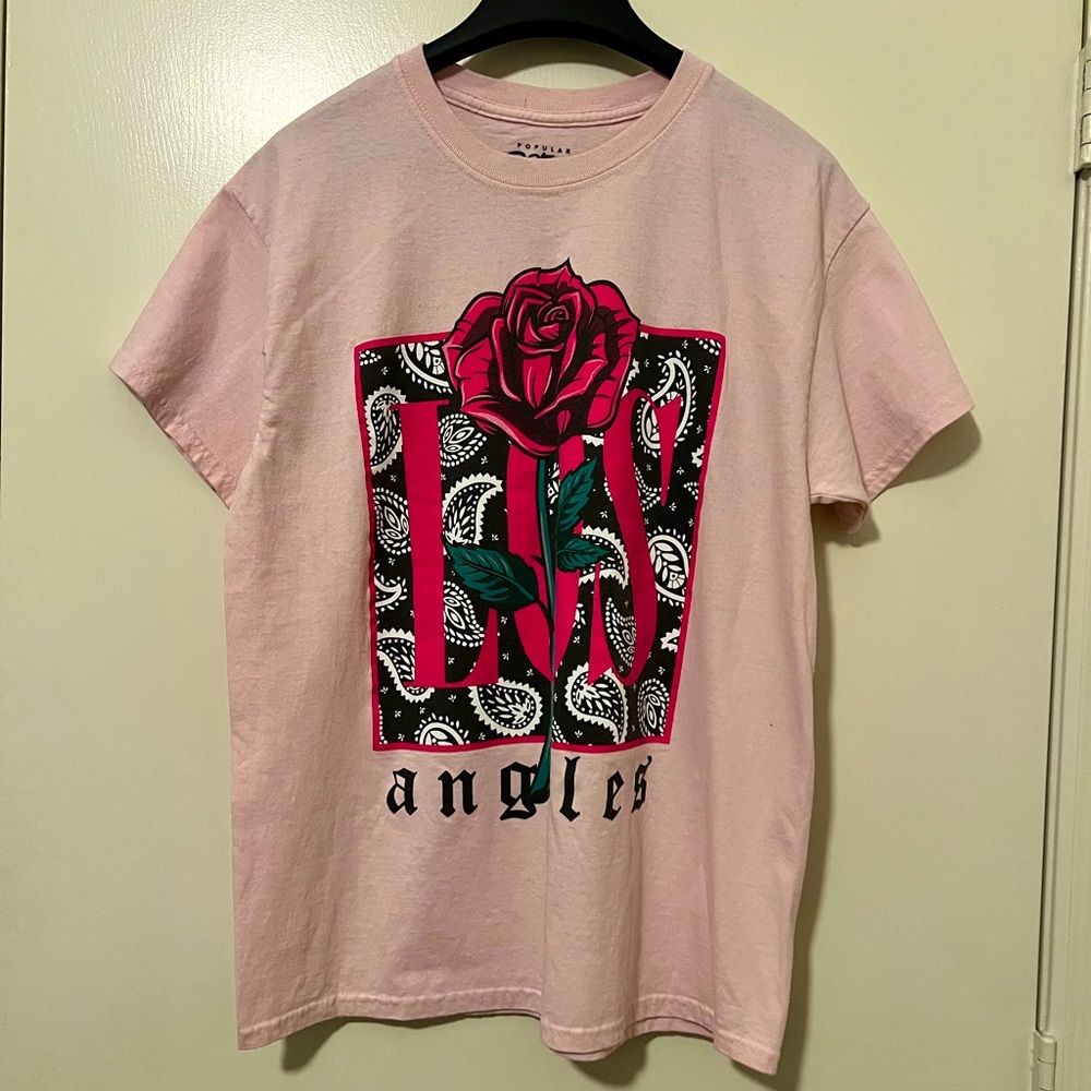 Light pink Los Angeles 🌹 T-shirt 💯 cotton Size Large